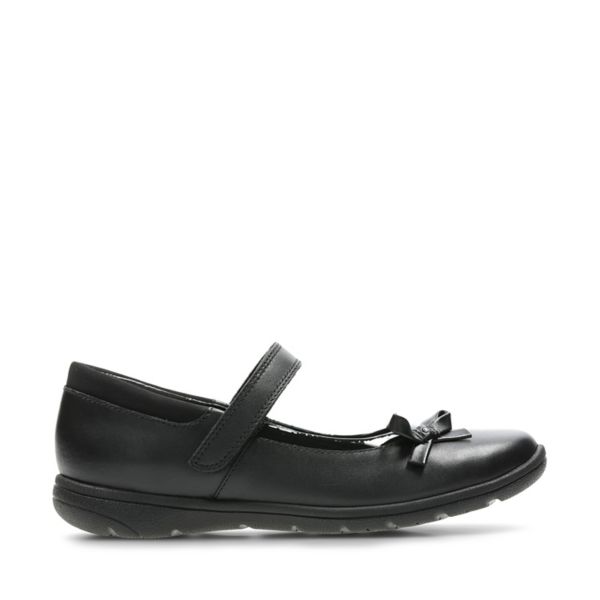 Clarks Girls Venture Star School Shoes Black | USA-4289603